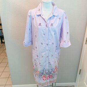 The Tog Shop Floral Cottage Midi Dress Pearl Snaps 3/4 Sleeves Prairie P Medium